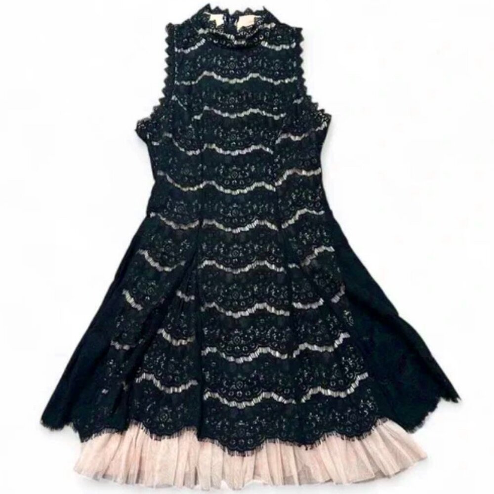 Three Pink Hearts Black Lace Overlay Dress - Picture 4 of 9